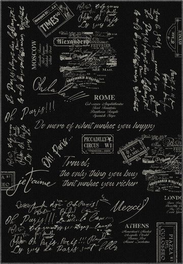 Memora Black Document Rug