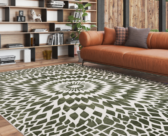 Olive green rugs bring a natural, calming vibe to any room.