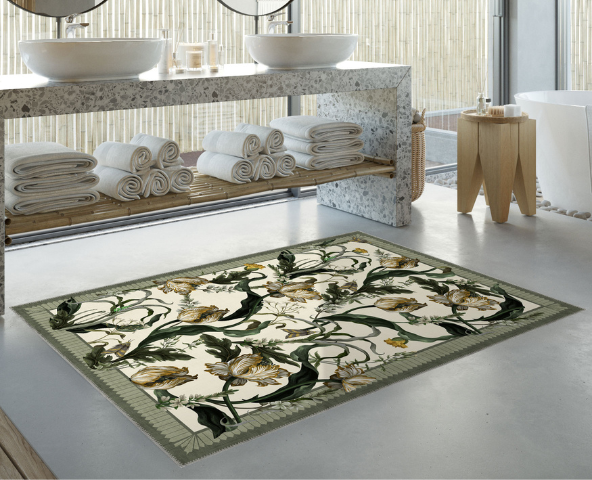 Small rug in bathroom