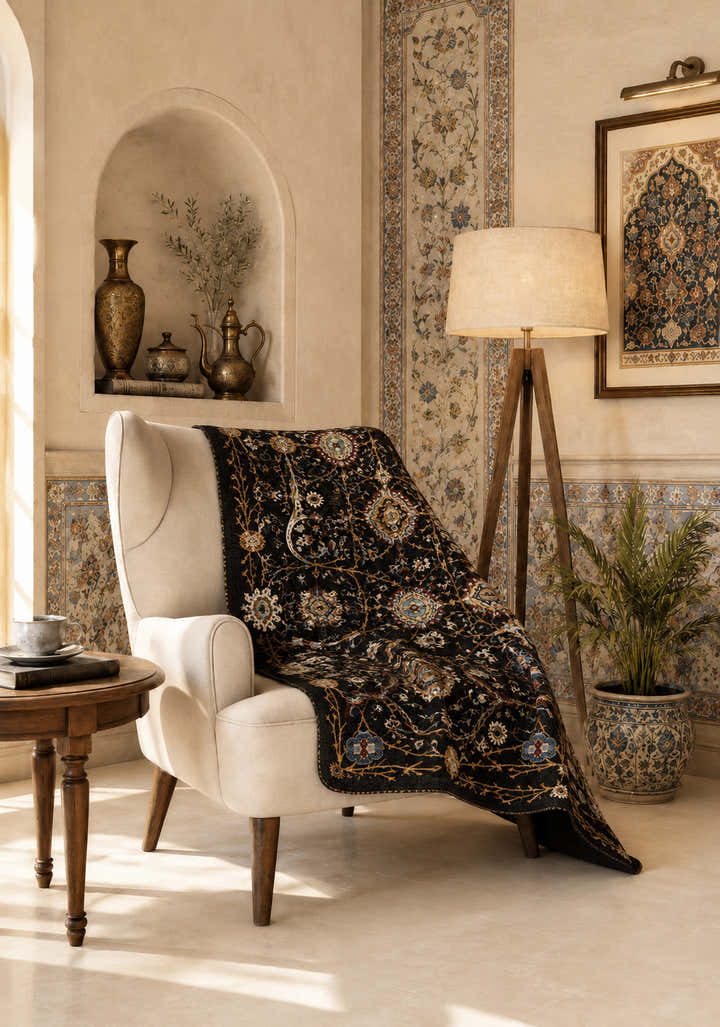 Valmora Black Boho Blanket