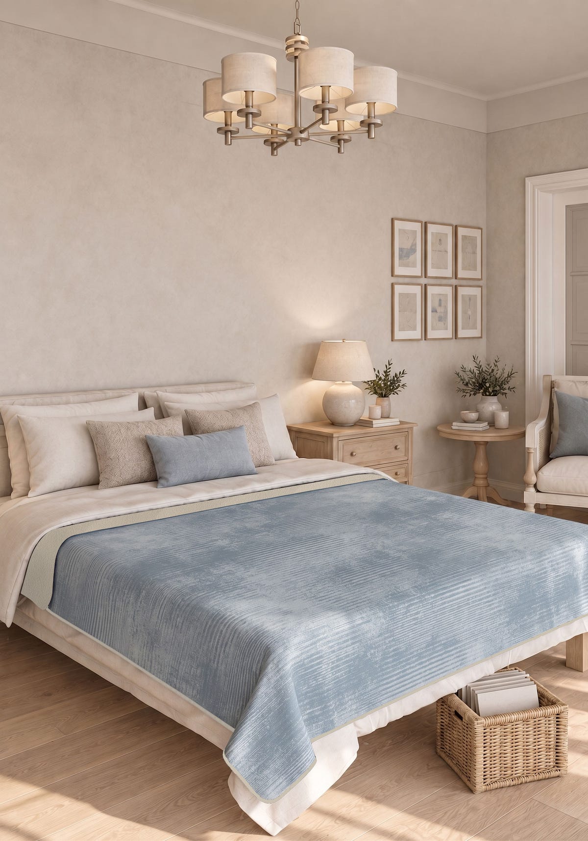 Oliver Light Blue Throw Blanket
