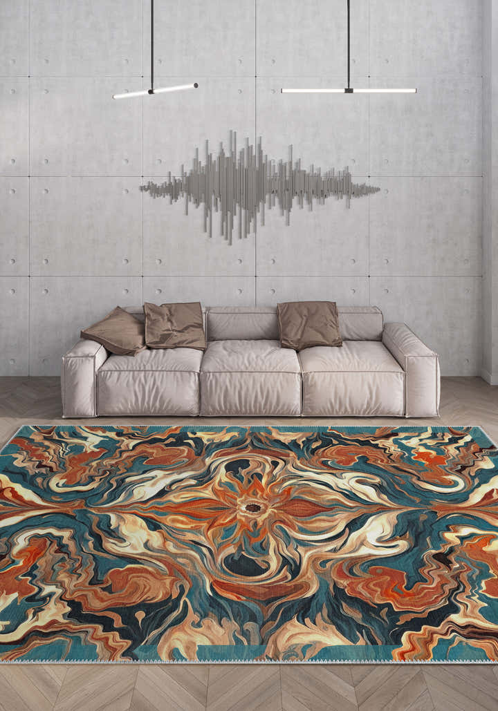 Brynn Orange Medallion Rug