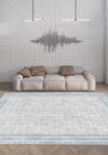 Alexis Blue Bordered Grey Rug