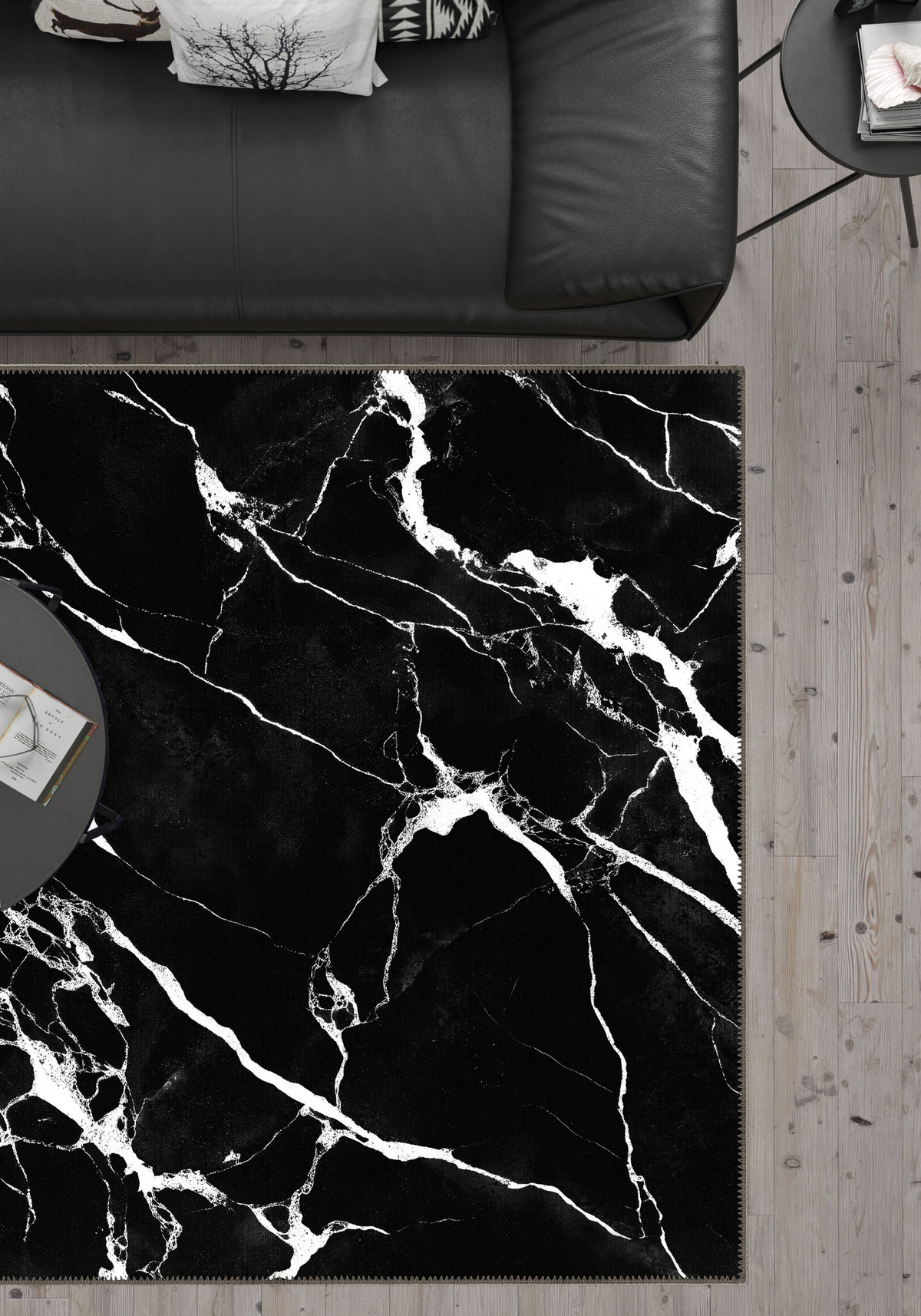 Julia Black Washable Rug
