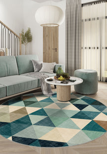 Faelanor Blue Geometric Washable Rug