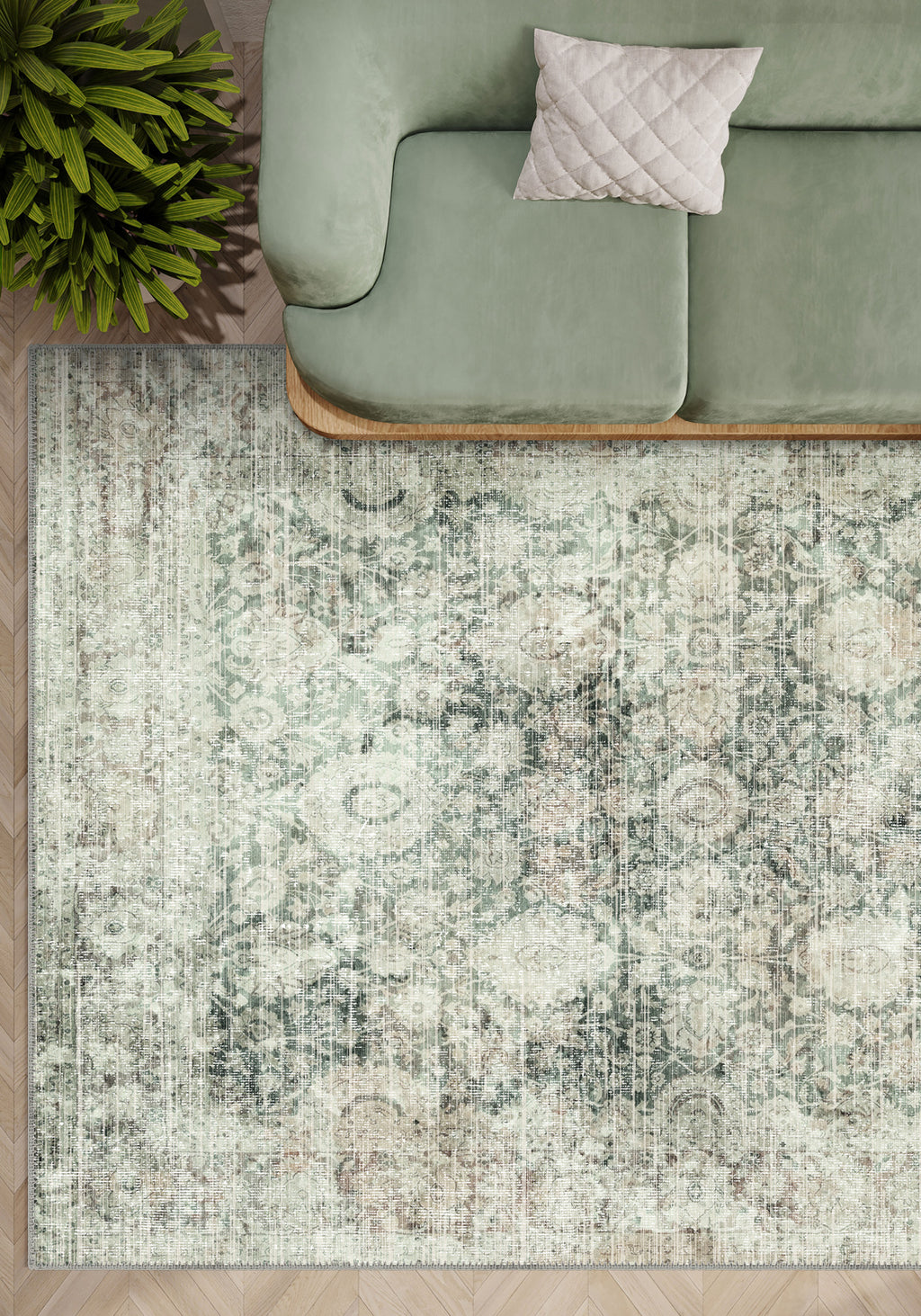 Ethan Green Erased Rug