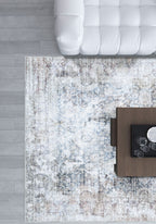 Ethan Brown Blue Erased Rug