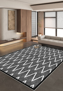Siena Black and White Chevron Rug