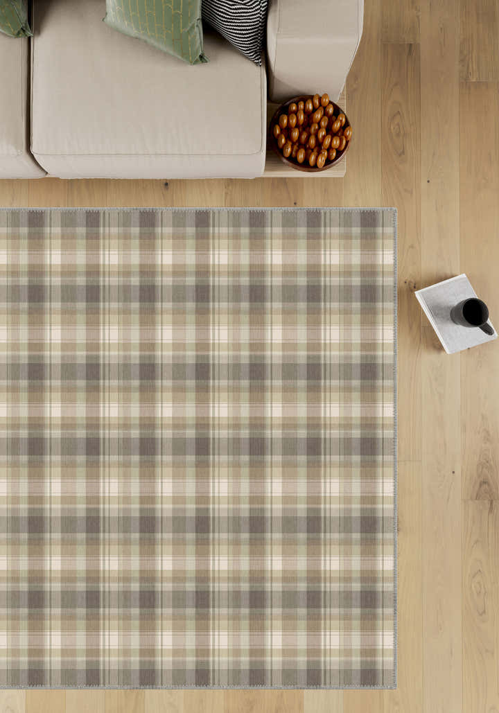 Odette Beige Plaid Rug