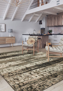 Anna Washable Abstract Green Rug