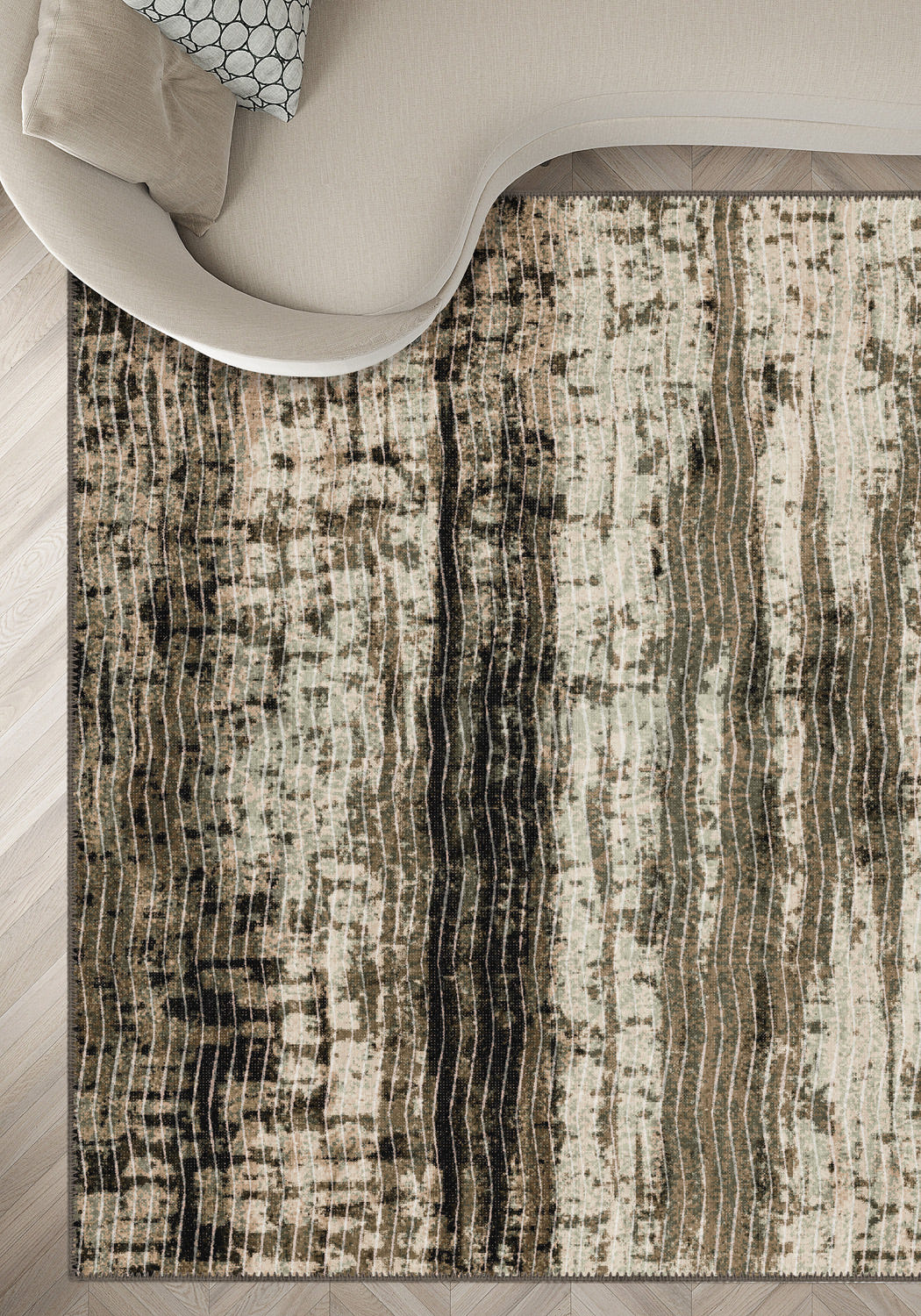 Anna Washable Abstract Green Rug