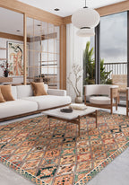Romilly Colourful Ethnic Washable Rug
