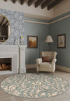 Cream round paisley rug for living room.