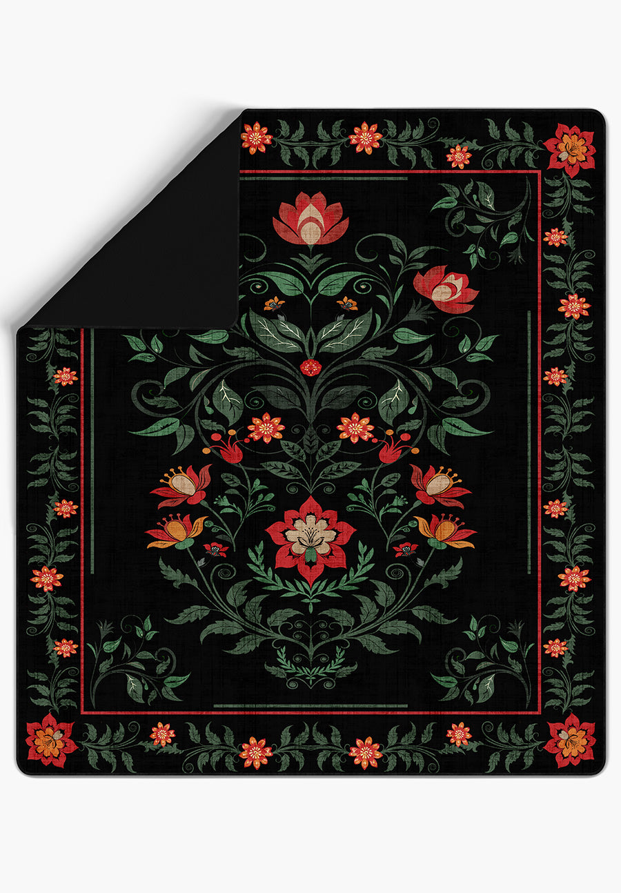 Amara Black Floral Blanket