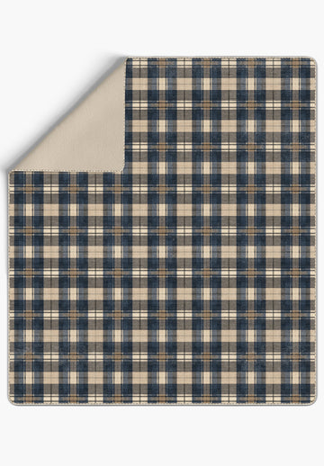 Odette Navy Plaid Blanket