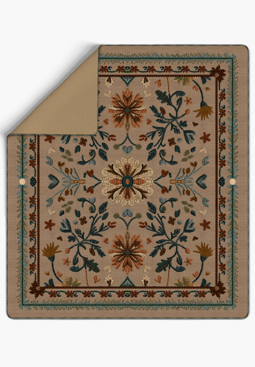 Maribel Brown Floral Blanket