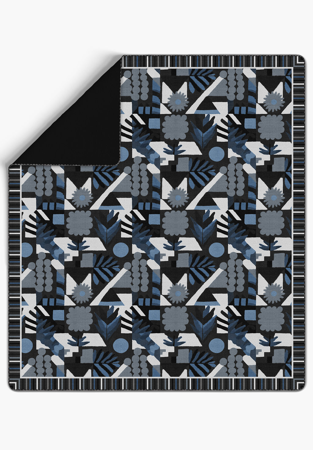 Zinnia Grey Blue Leaf Blanket