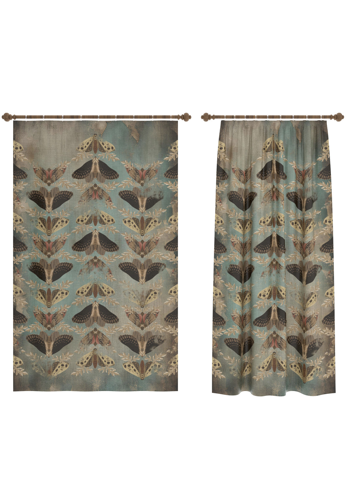 Celestia Blue Brown Moth Curtain