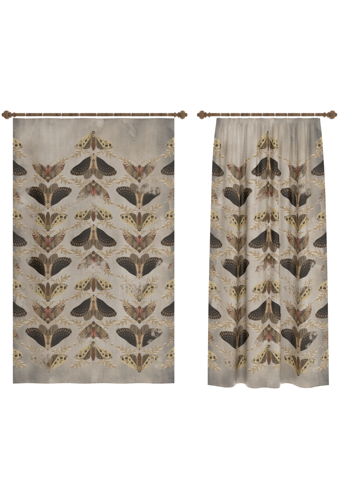 Celestia Beige Moth Curtain