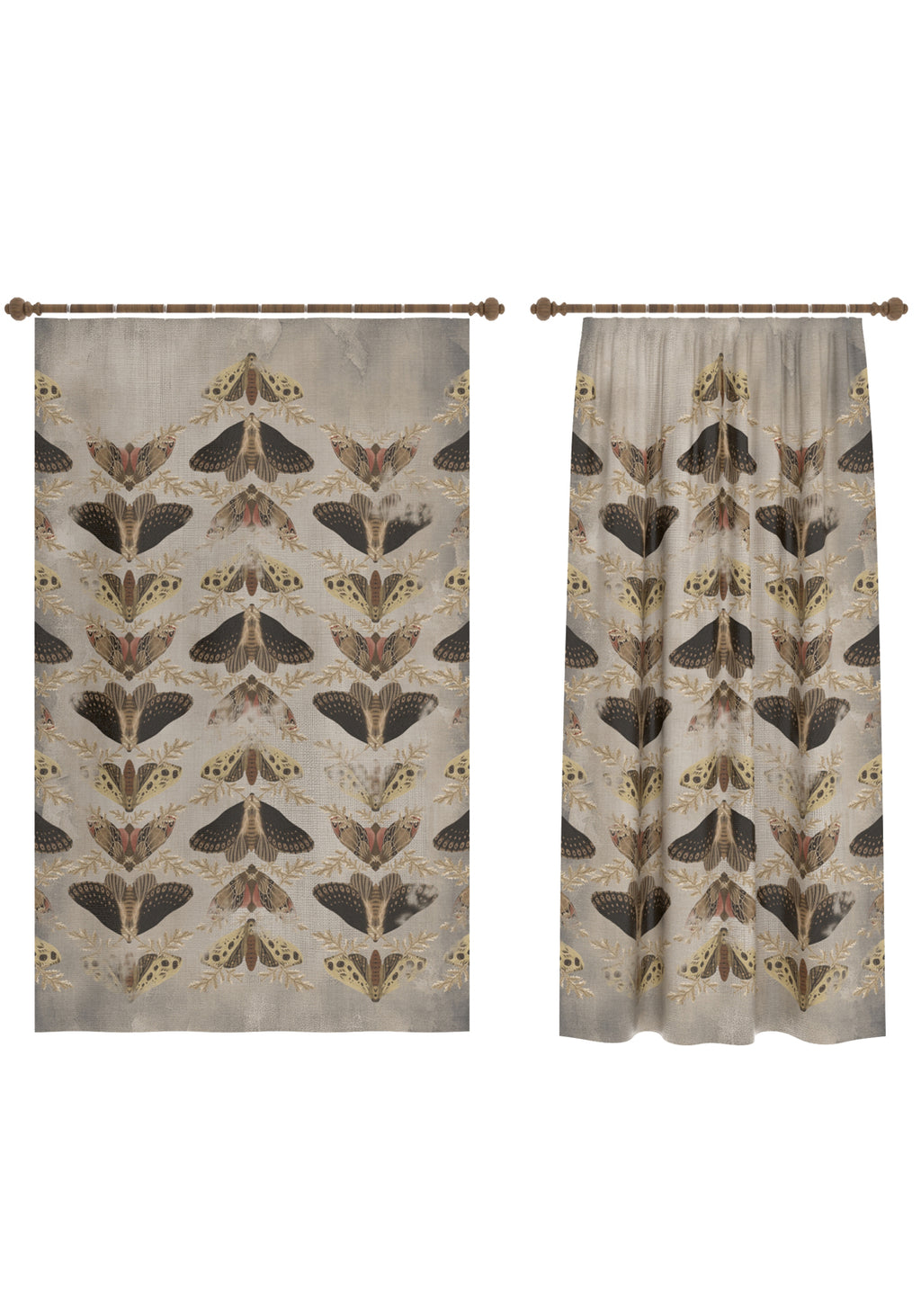 Celestia Beige Moth Curtain