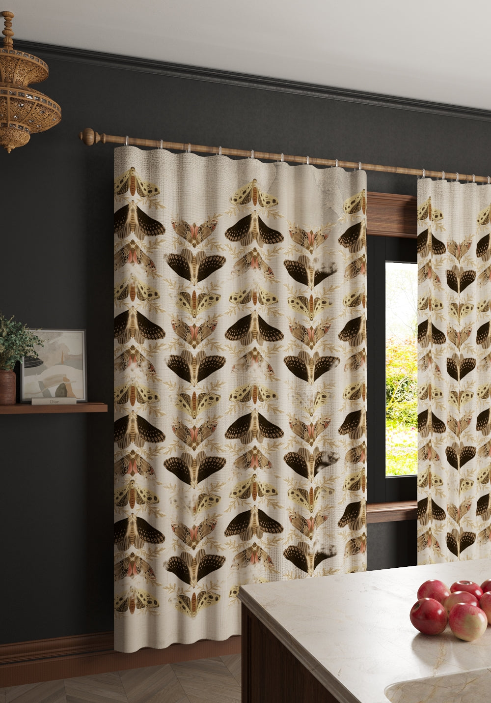 Celestia Beige Moth Curtain
