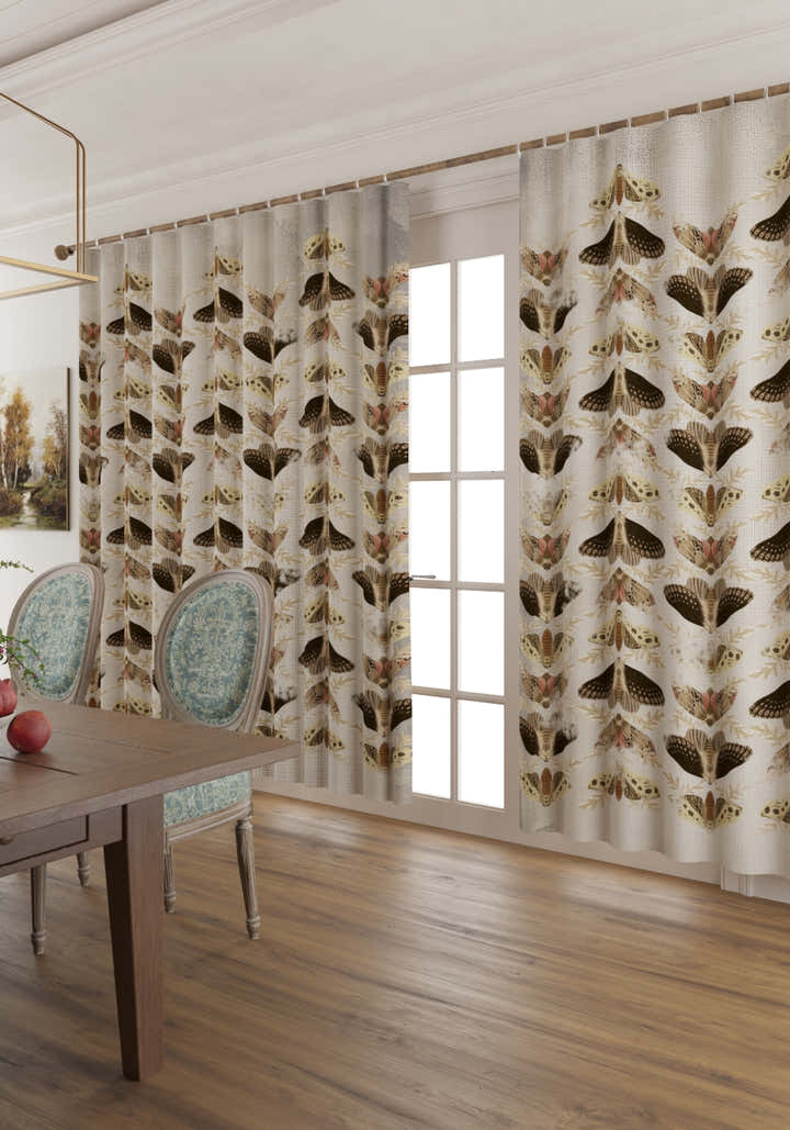 Celestia Beige Moth Curtain