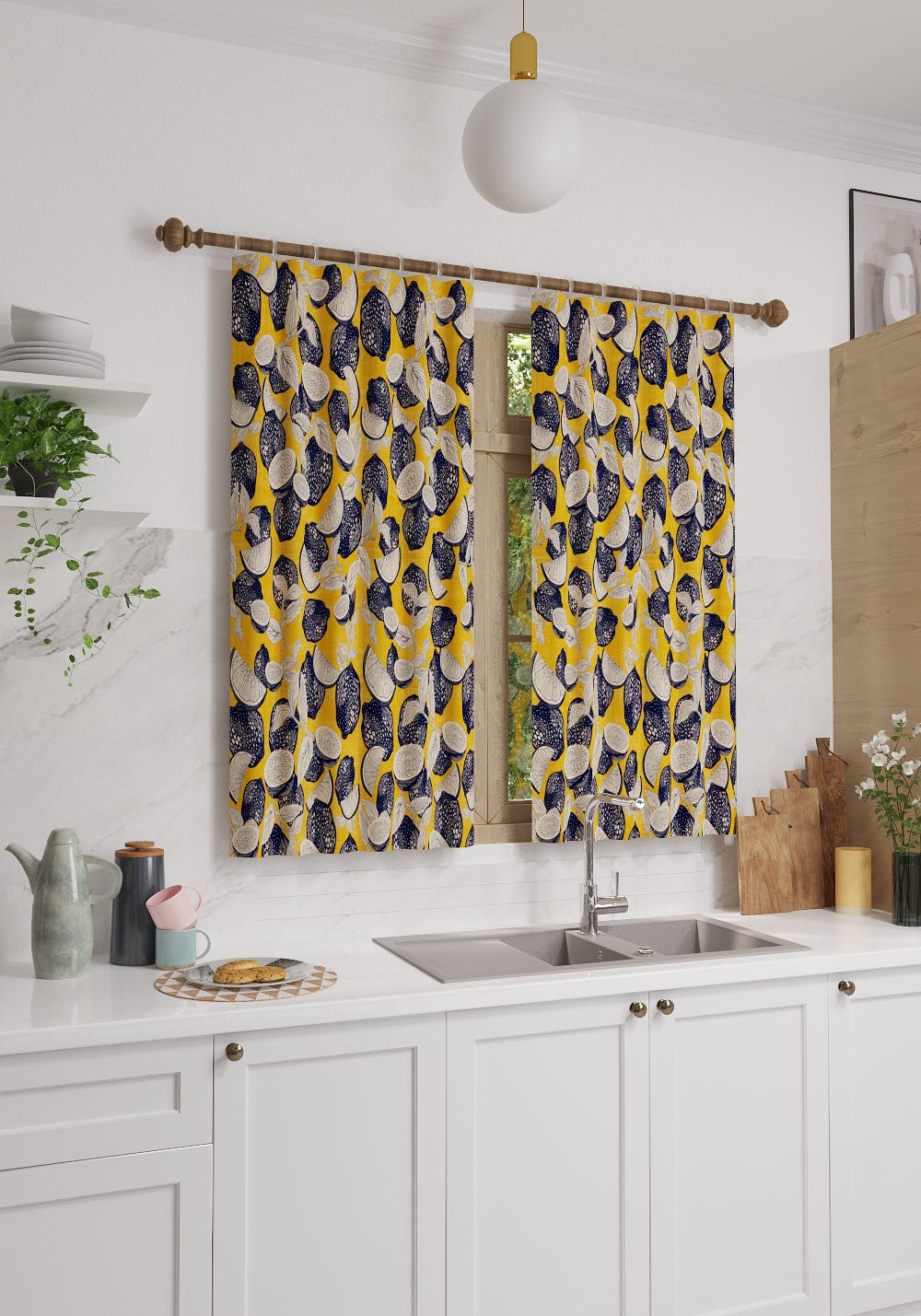 Capri Yellow Kitchen Curtain