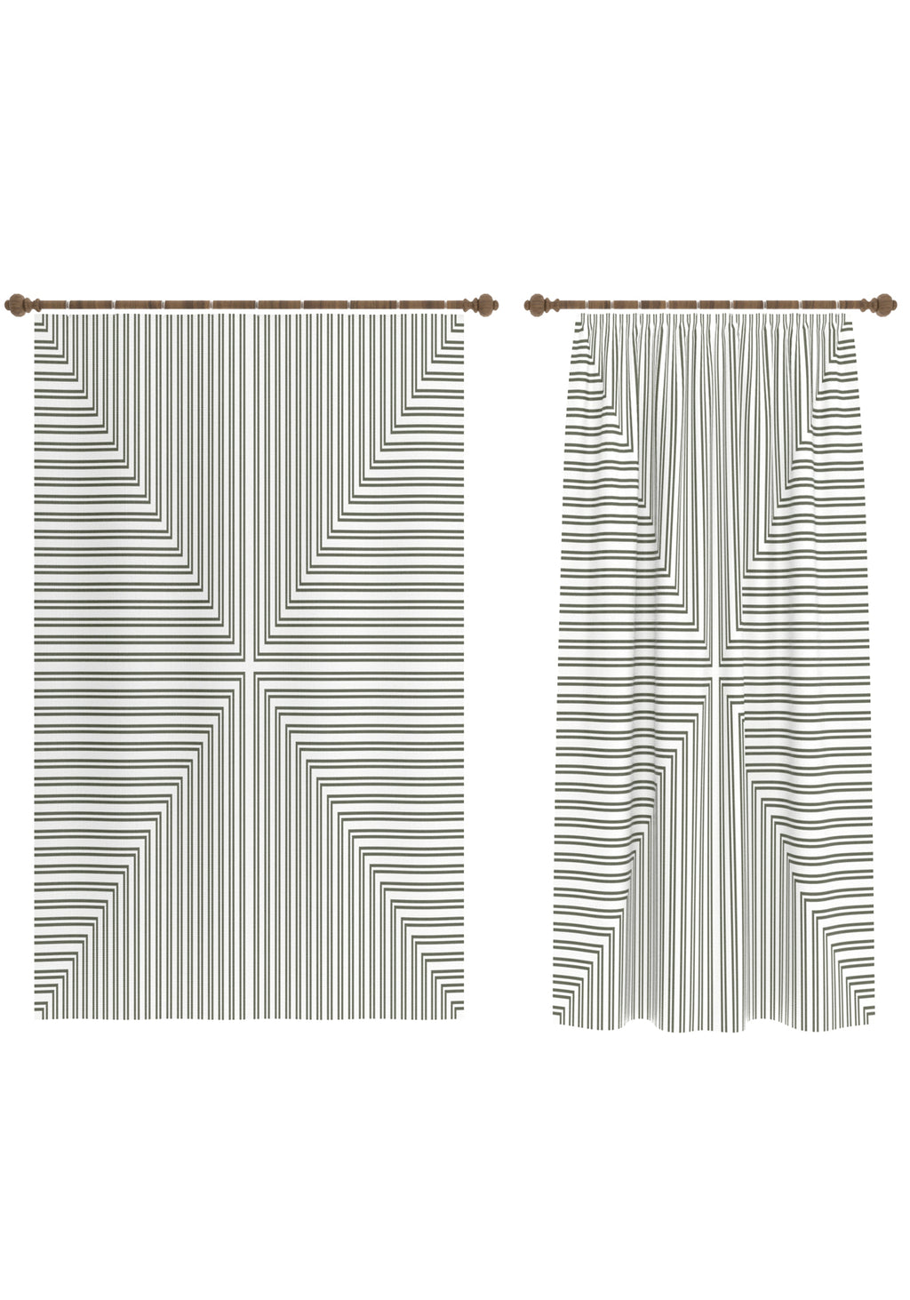 Kylie Green Striped Curtain