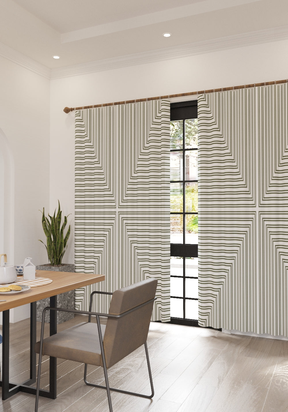 Kylie Green Striped Curtain
