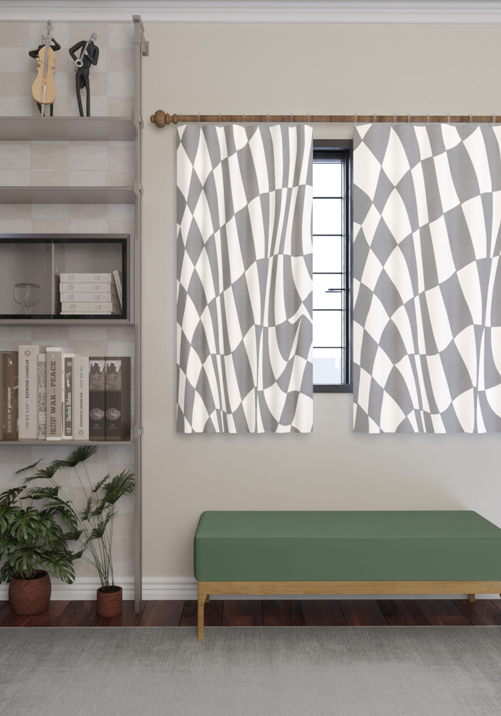 Mini Grey Geometric Curtain