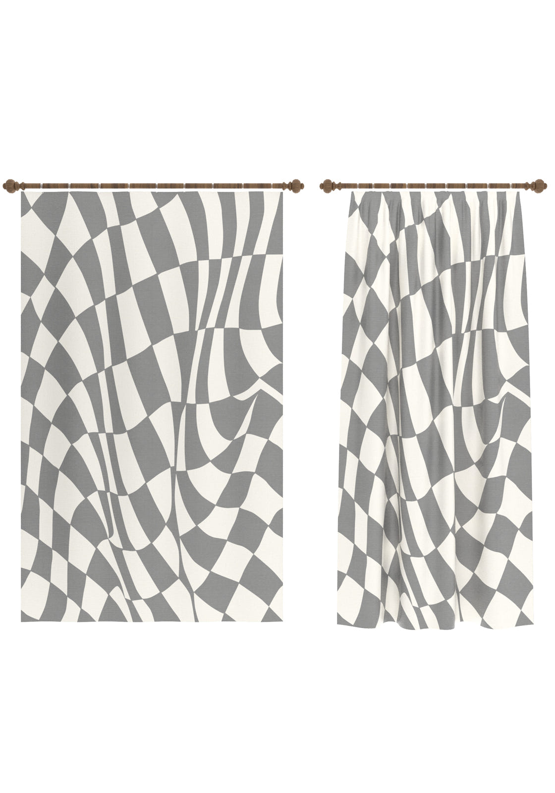 Mini Grey Geometric Curtain
