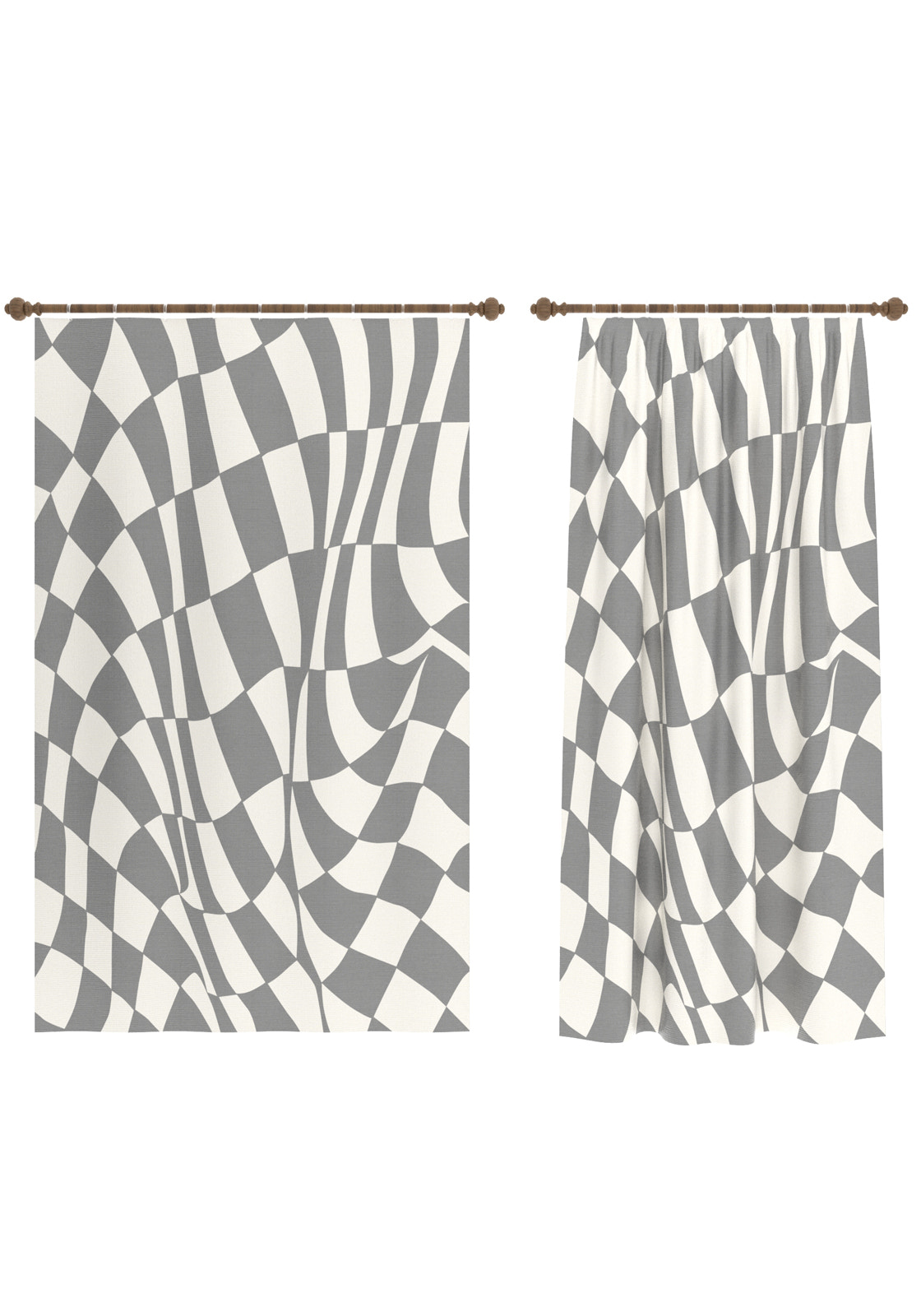 Mini Grey Geometric Curtain