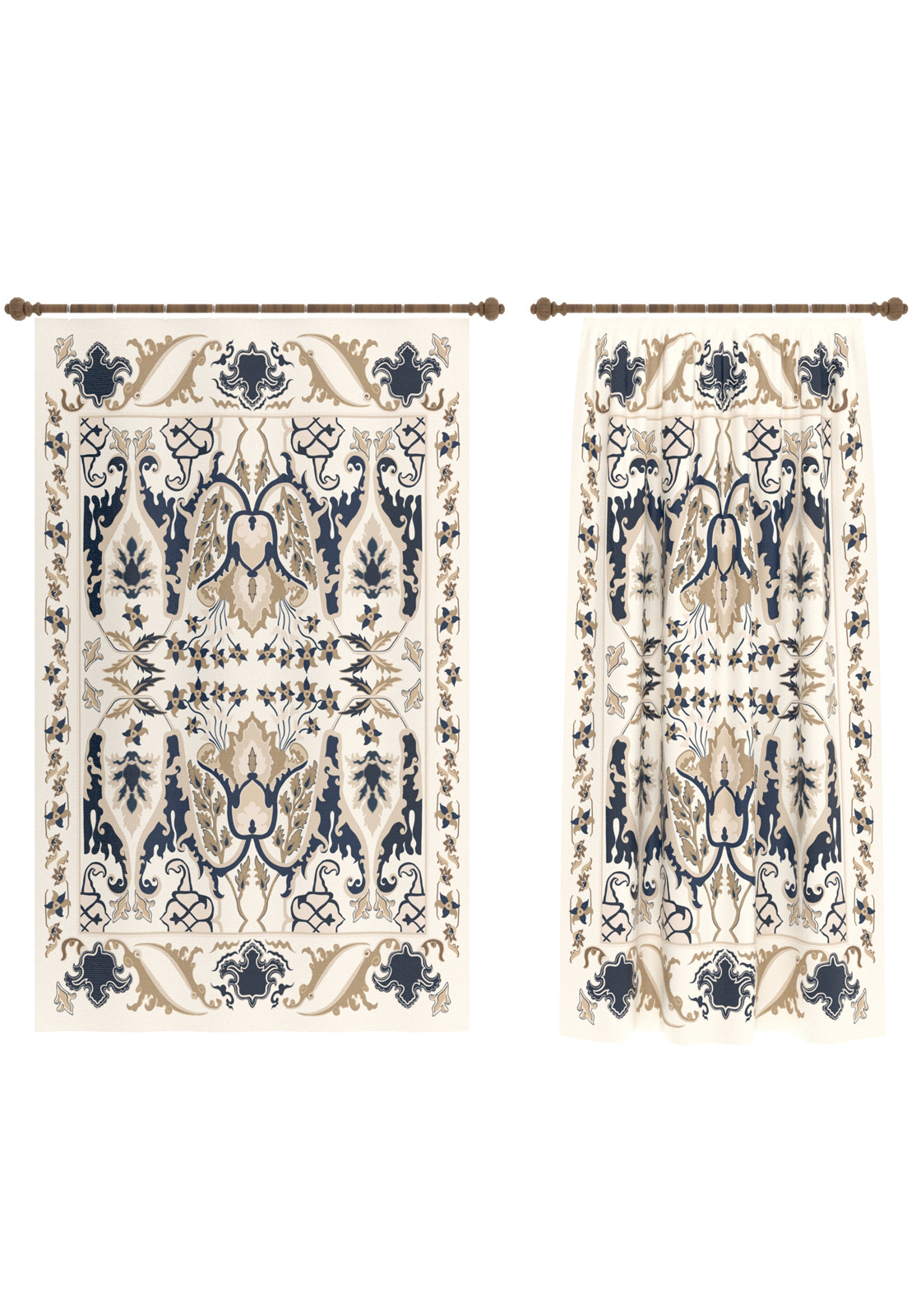 Henry Blue and Cream Curtain