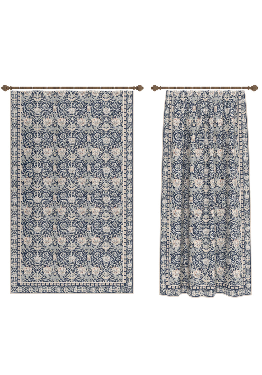 Zachary Navy Blue Art Nouveau Curtain