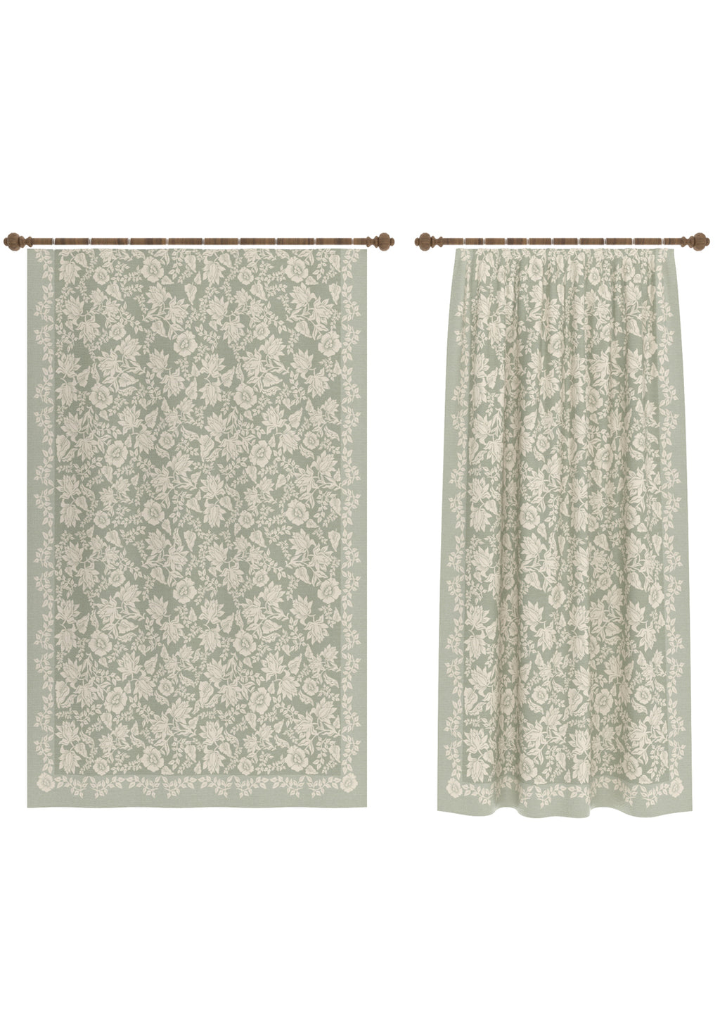 Minora Sage Green Floral Curtain