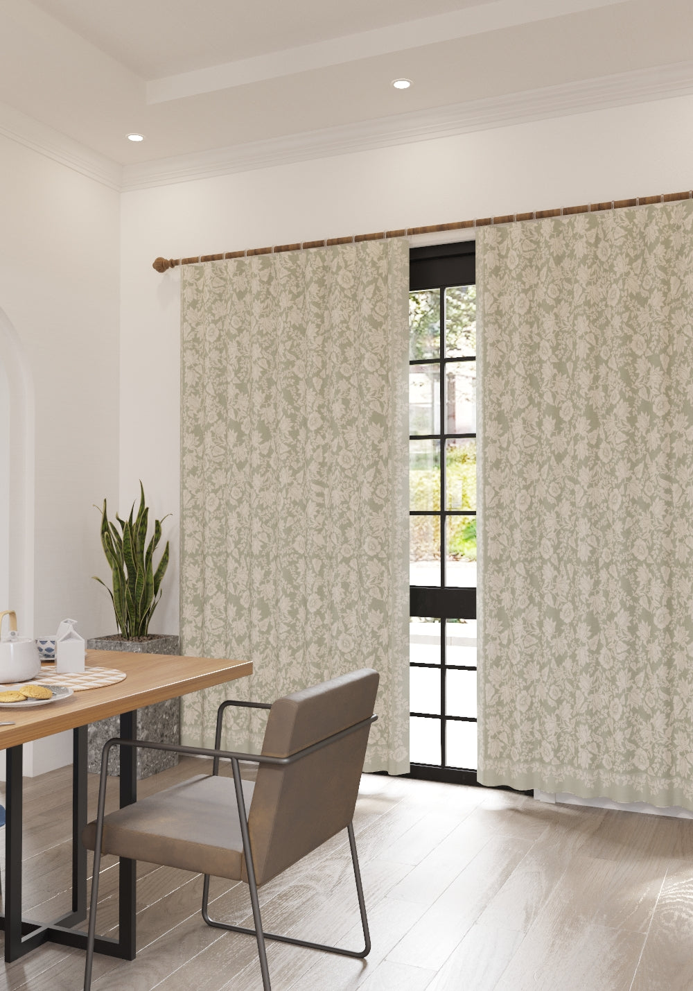 Minora Sage Green Floral Curtain