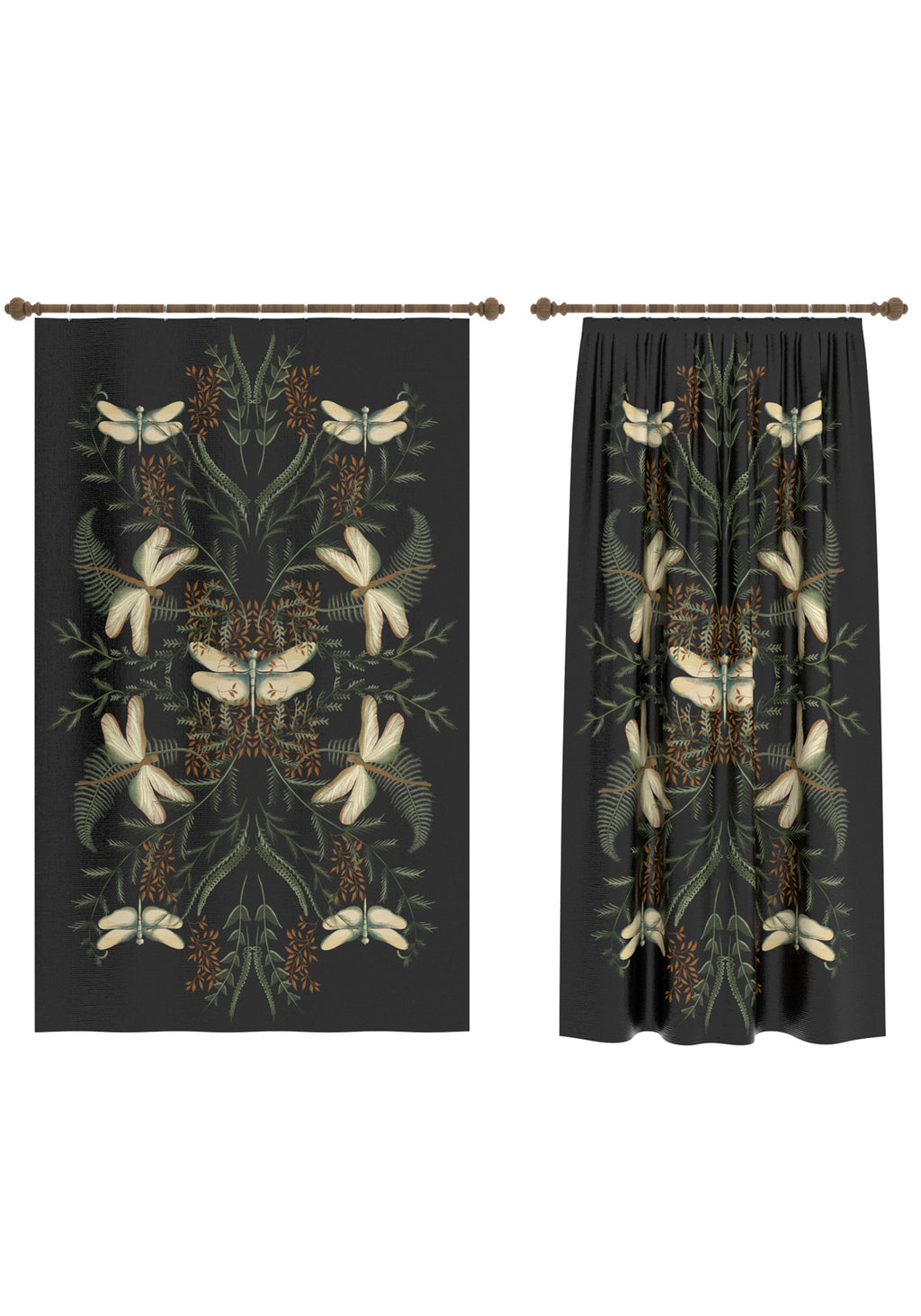 Orithia Black Botanical Curtain