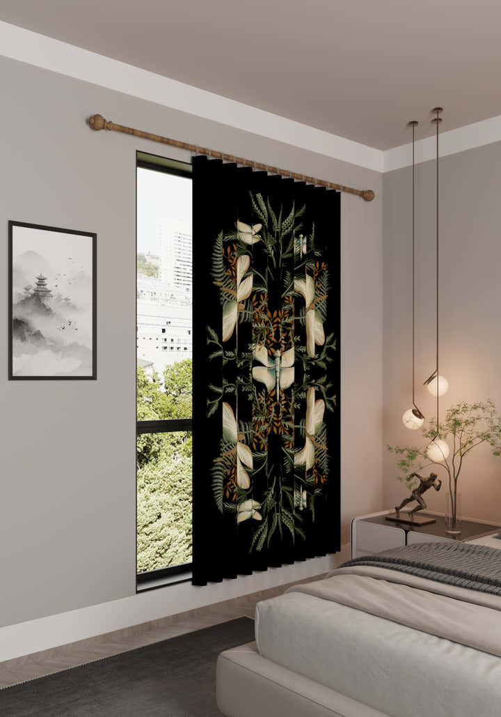 Orithia Black Botanical Curtain