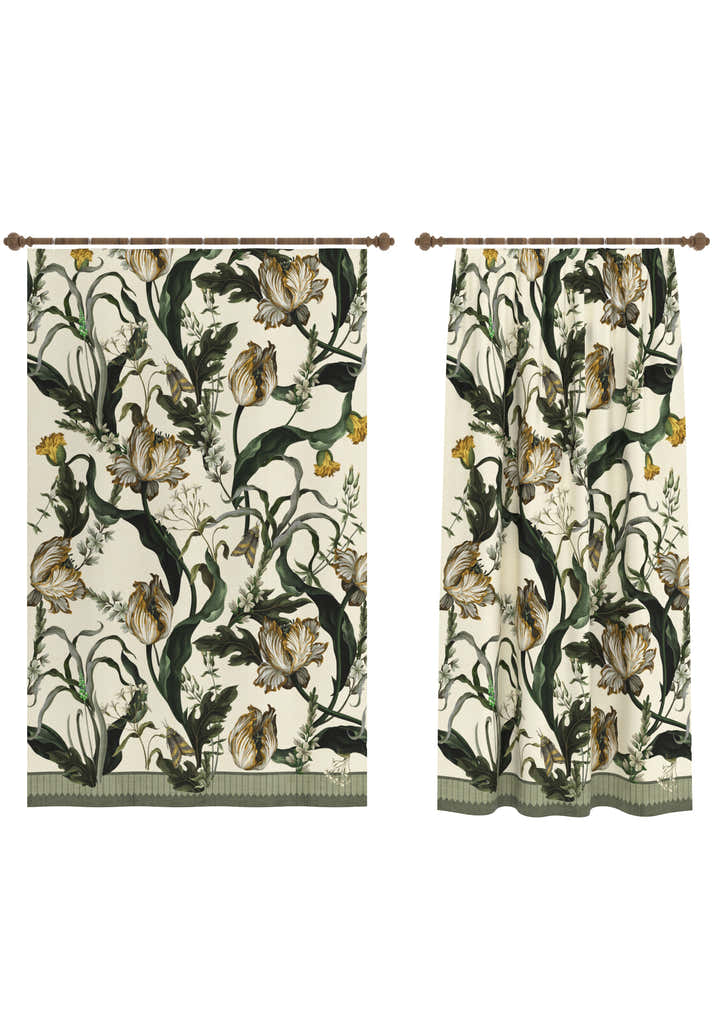 Evelina Ivory Botanical Curtain