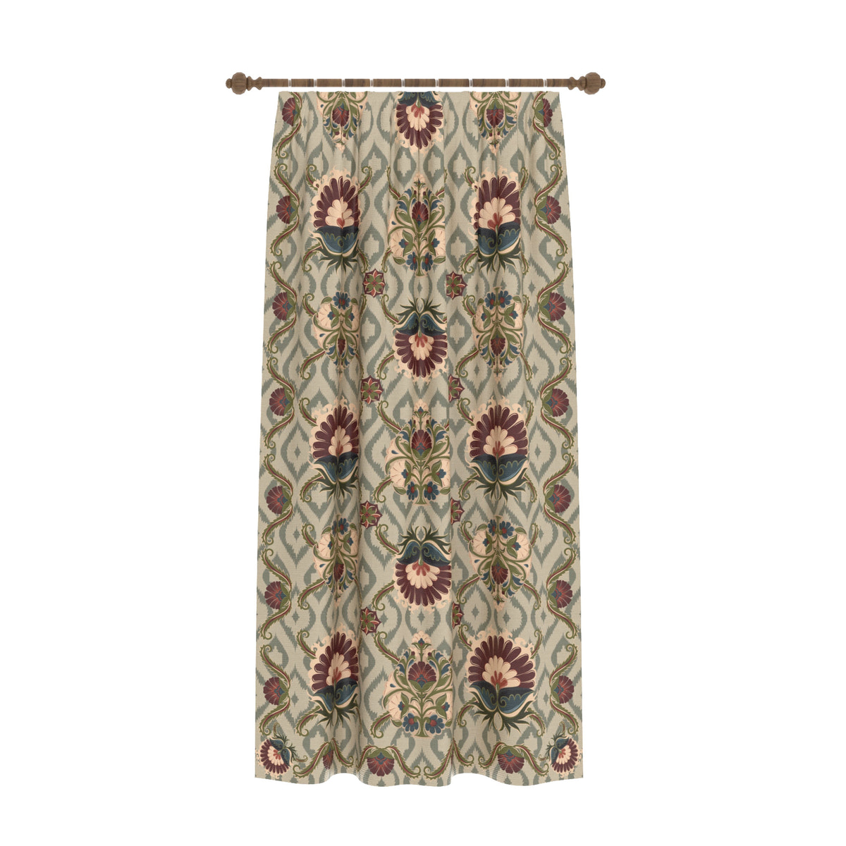 Delfina Green Floral Curtain