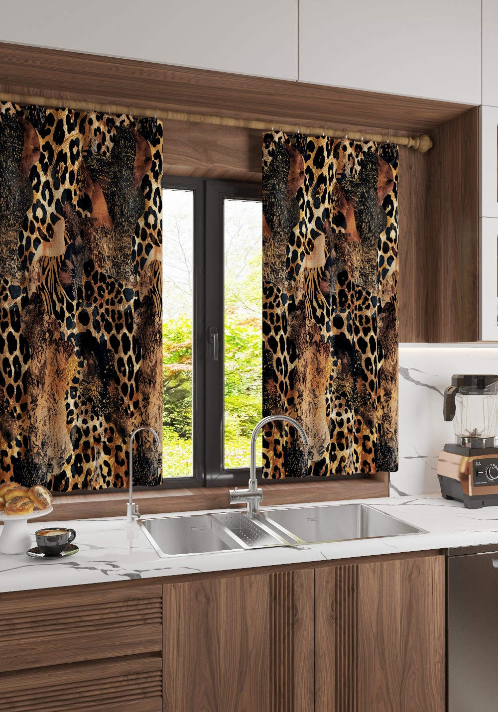 Caius Brown Animal Print Curtain