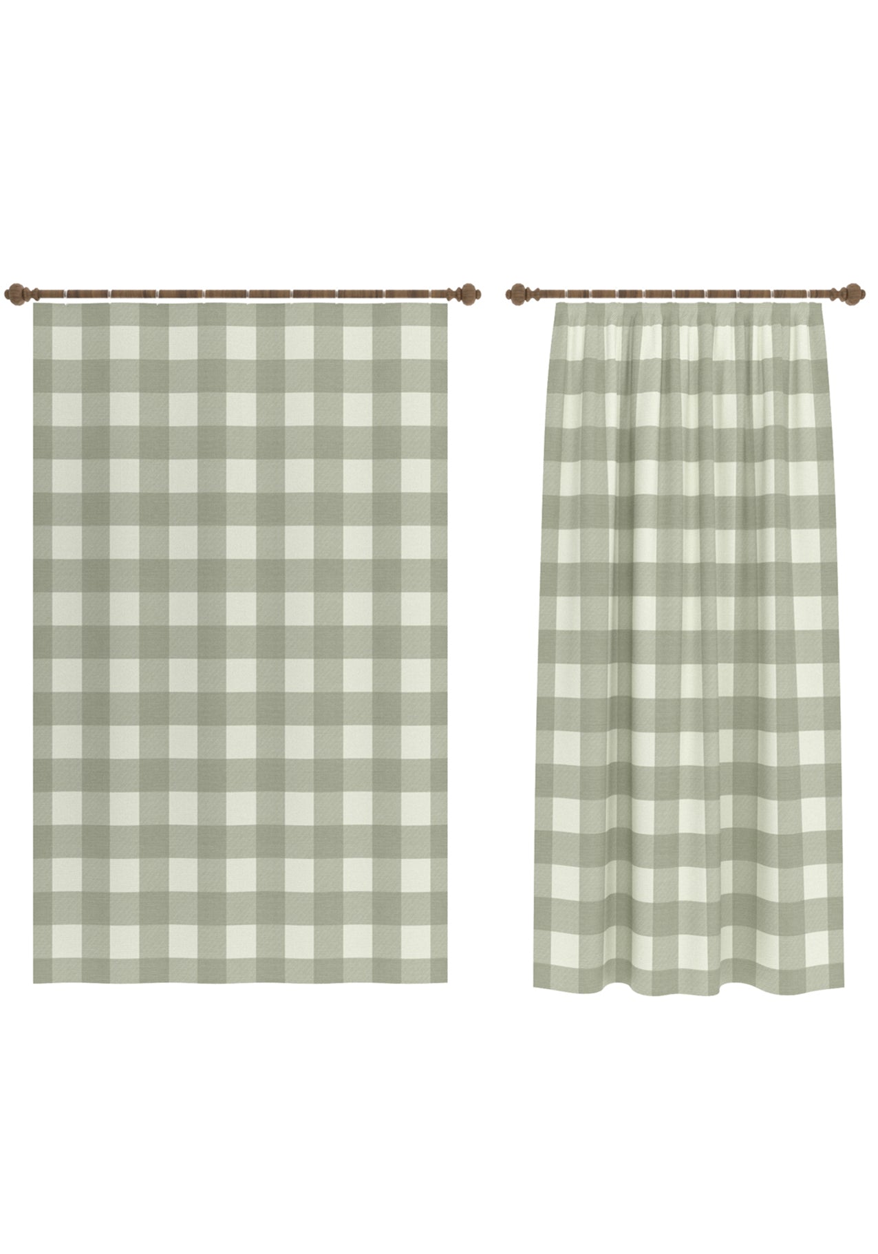 Jove Sage Green Gingham Curtain