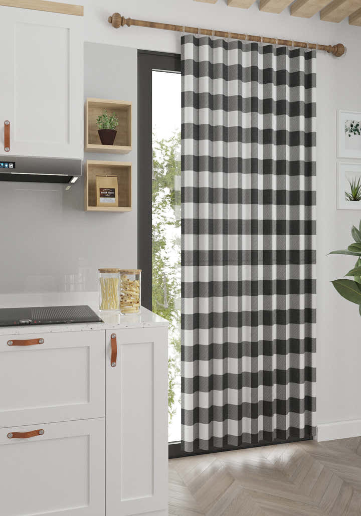 Jove Black and White Plaid Curtain