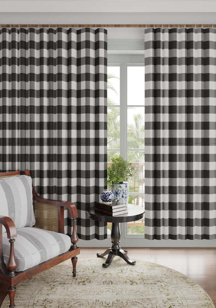 Jove Black and White Plaid Curtain