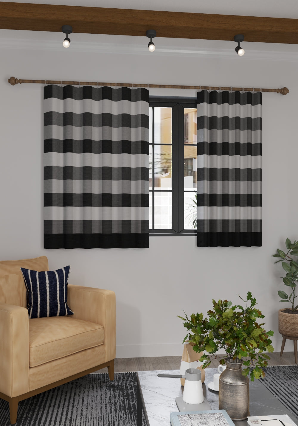 Liam Black Plaid Curtain