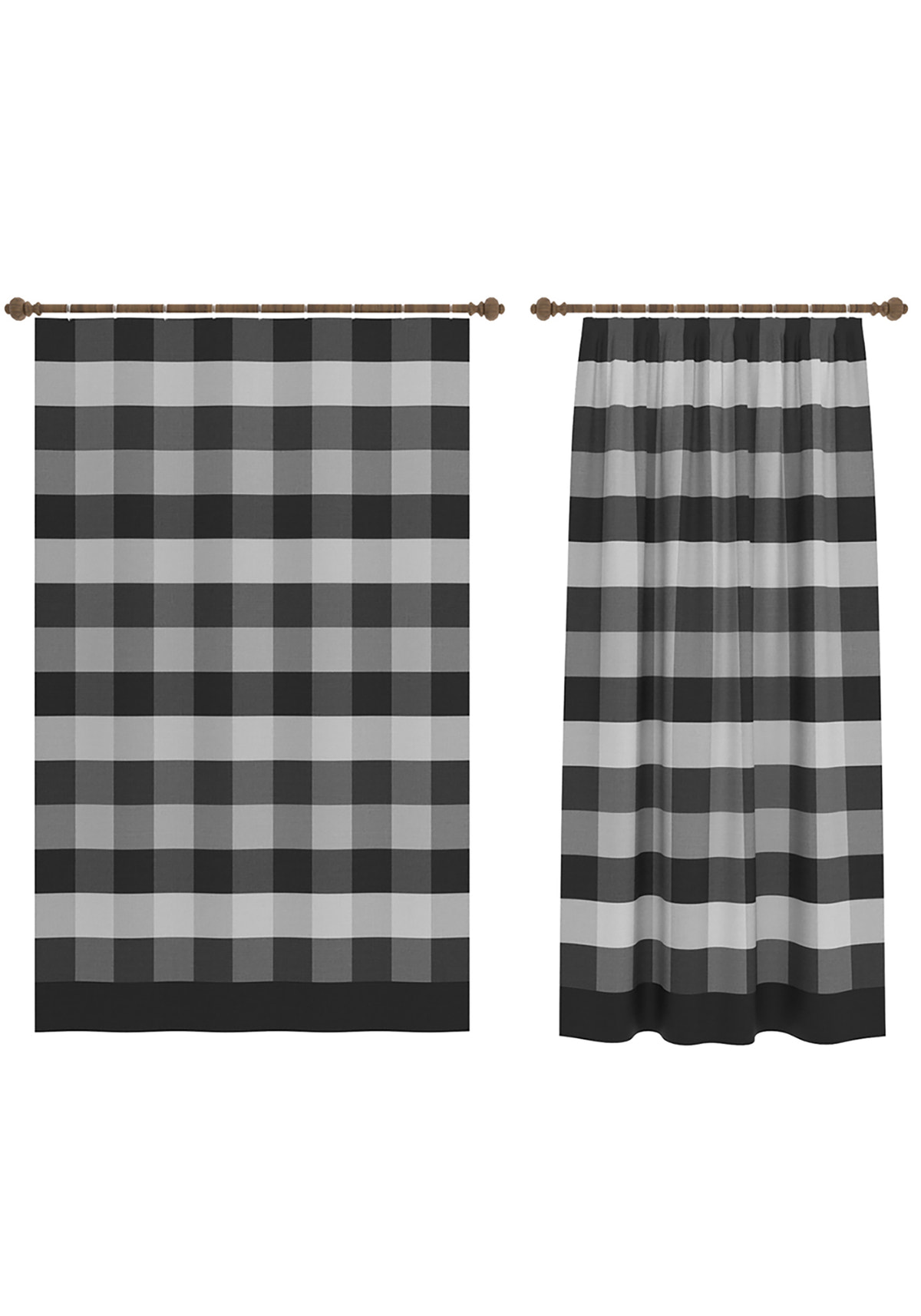 Liam Black Plaid Curtain
