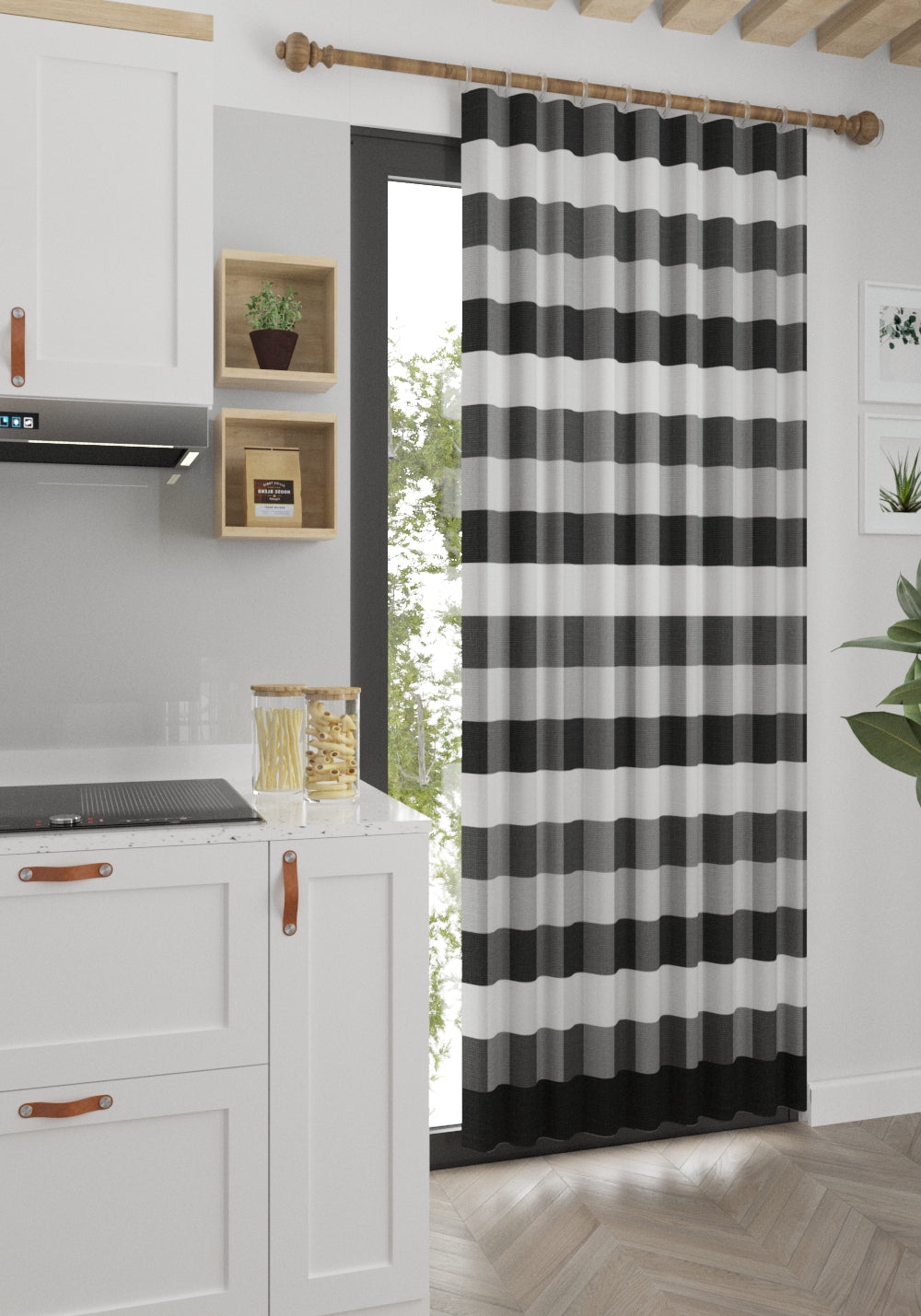 Liam Black Plaid Curtain