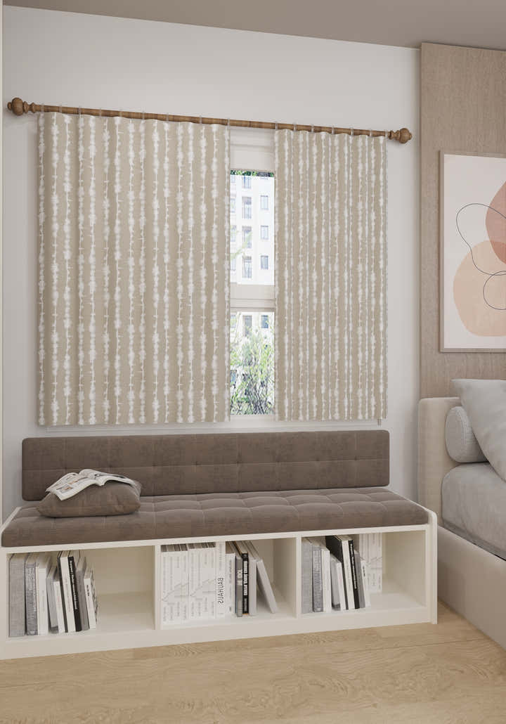 Penelope Striped Greige Curtain