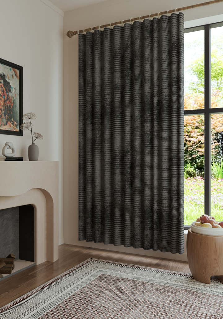 Oliver Charcoal Striped Curtain
