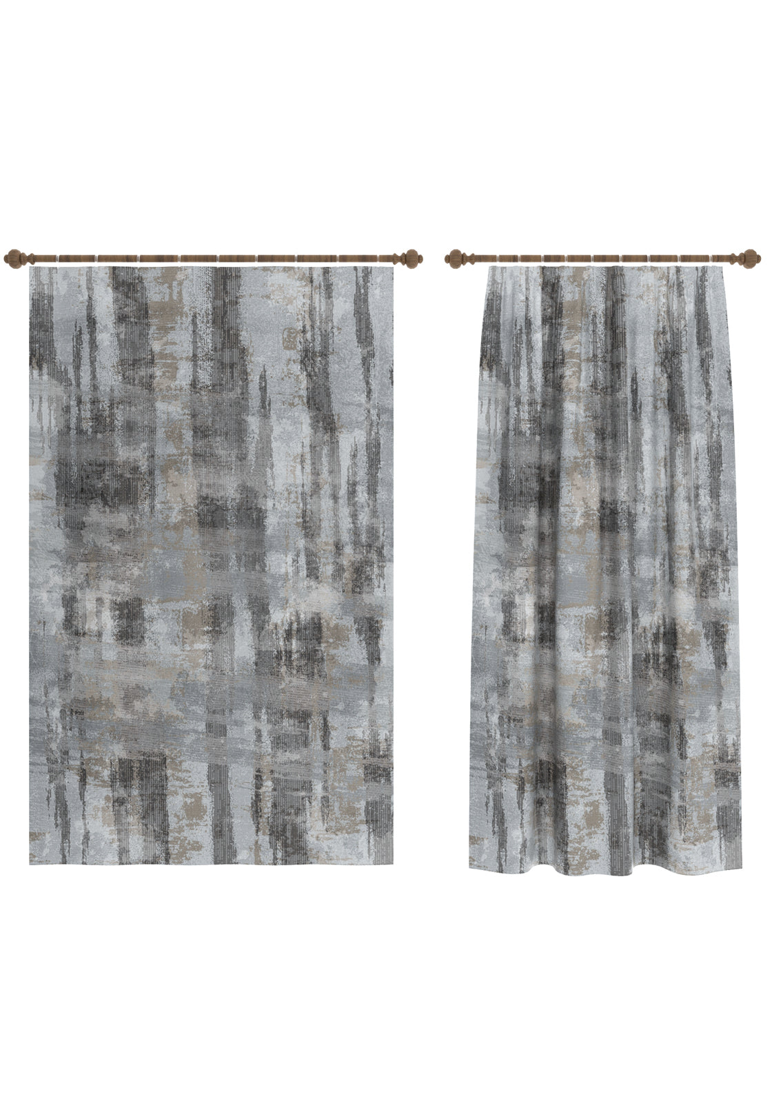 Brianna Abstract Grey Curtain